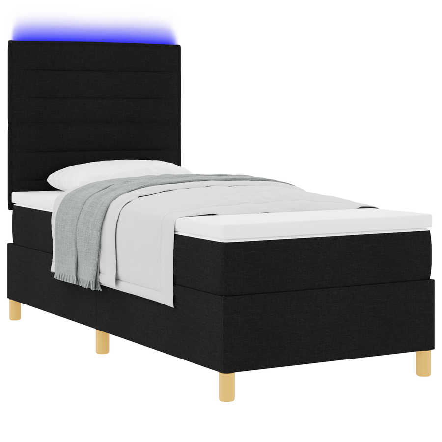 Boxspringbed met Matras & LED Zwart 80x200 cm Stof