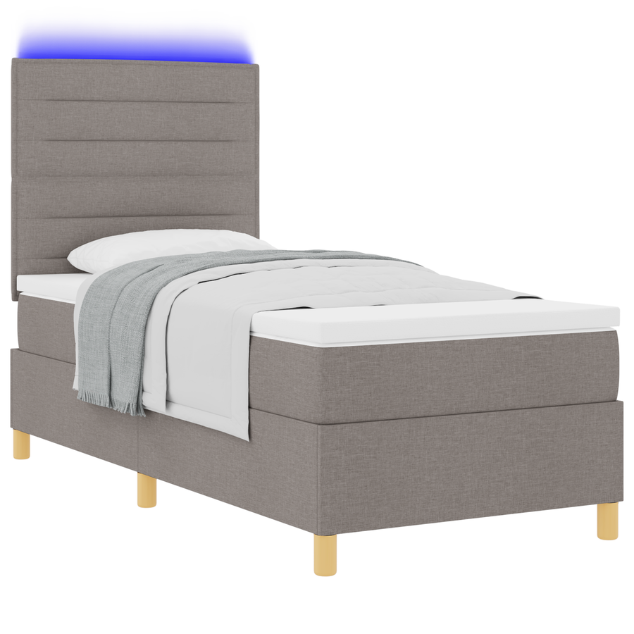 Boxspringbed met matras en LED stof taupe 90x200 cm