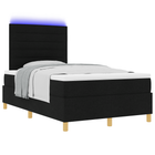 LED Box Spring Bed with mattress Black 120 x 190 cm Fabric