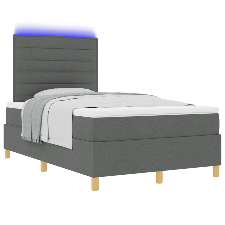 Boxspringbed met matras en LED stof donkergrijs 120x200 cm