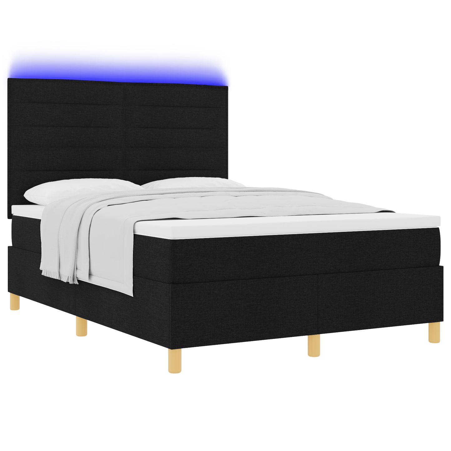 Boxspringbed met matras en LED stof zwart 140x190 cm