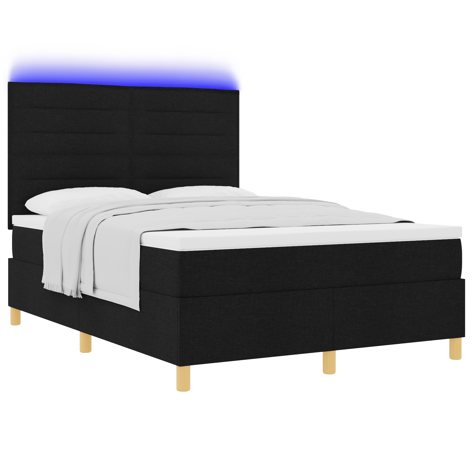 Boxspringbed met matras en LED stof zwart 140x190 cm