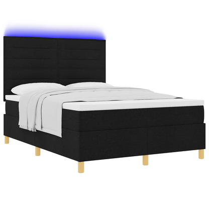Boxspringbed met matras en LED stof zwart 140x190 cm