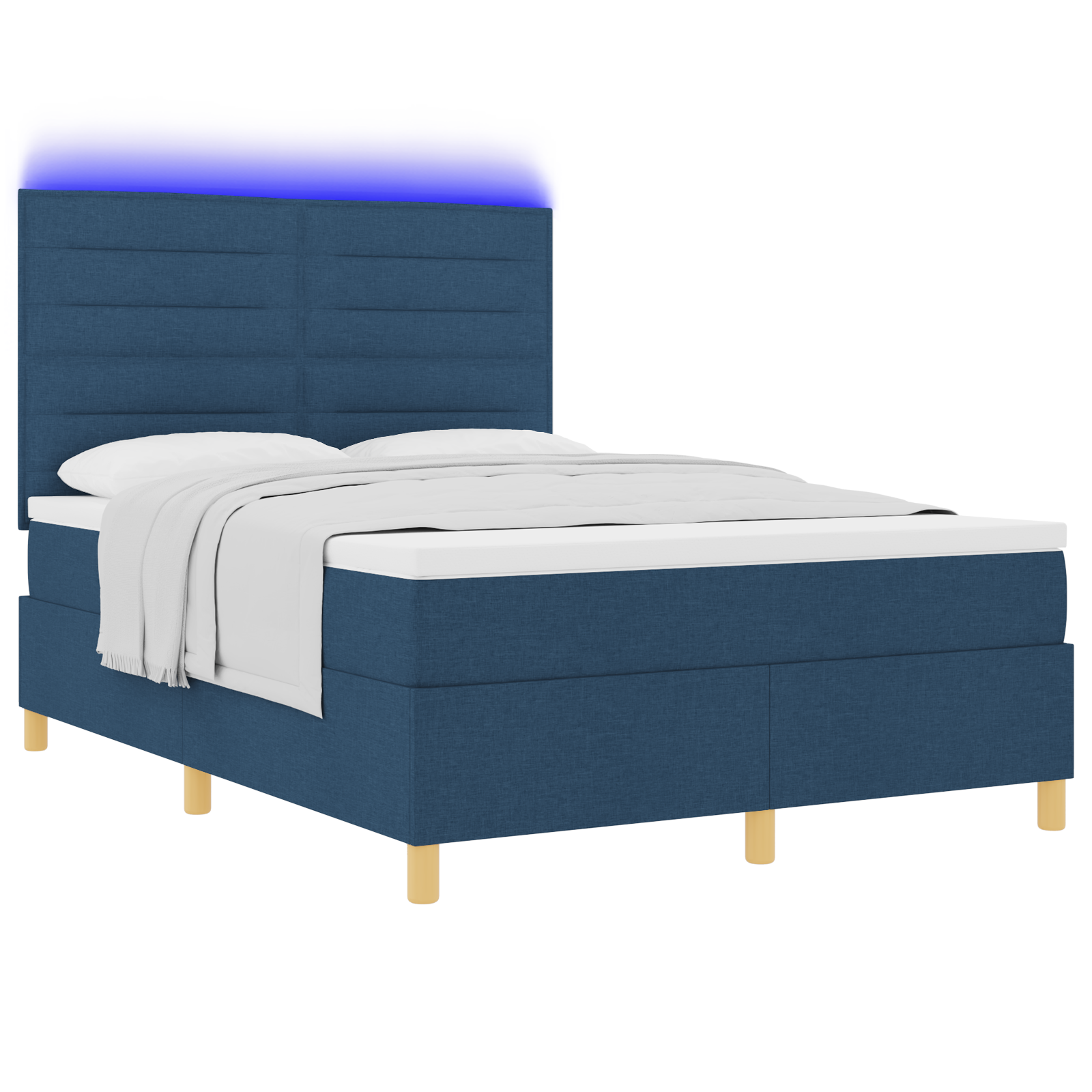 Boxspring Bed met Matras & LED Blauw 140x190 cm Stof