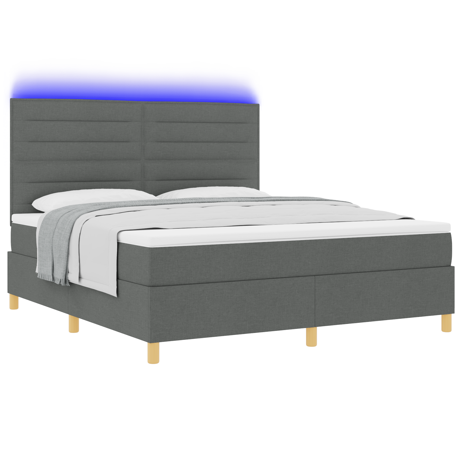 Boxspring Bed met Matras & LED Donkergrijs 180x200 cm Stof