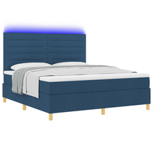 Boxspringbed met Matras & LED Blauw 180x200 cm Stof