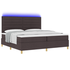 Boxspringbed 200x200 cm donkerbruin stof met LED