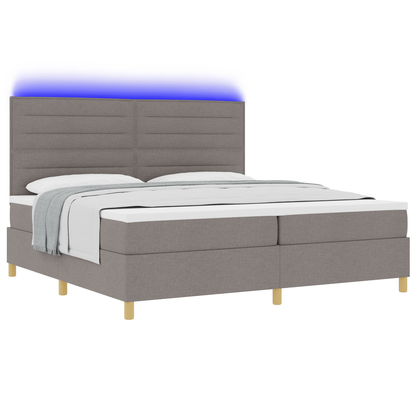 Boxspringbed met matras en LED stof taupe 200x200 cm