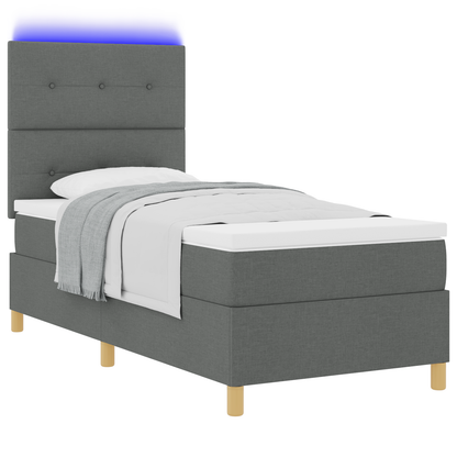 Boxspring Bed met Matras & LED Donkergrijs 80x200 cm Stof
