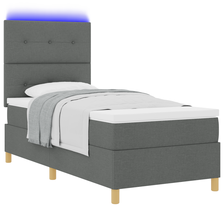 Boxspring Bed met Matras & LED Donkergrijs 80x200 cm Stof
