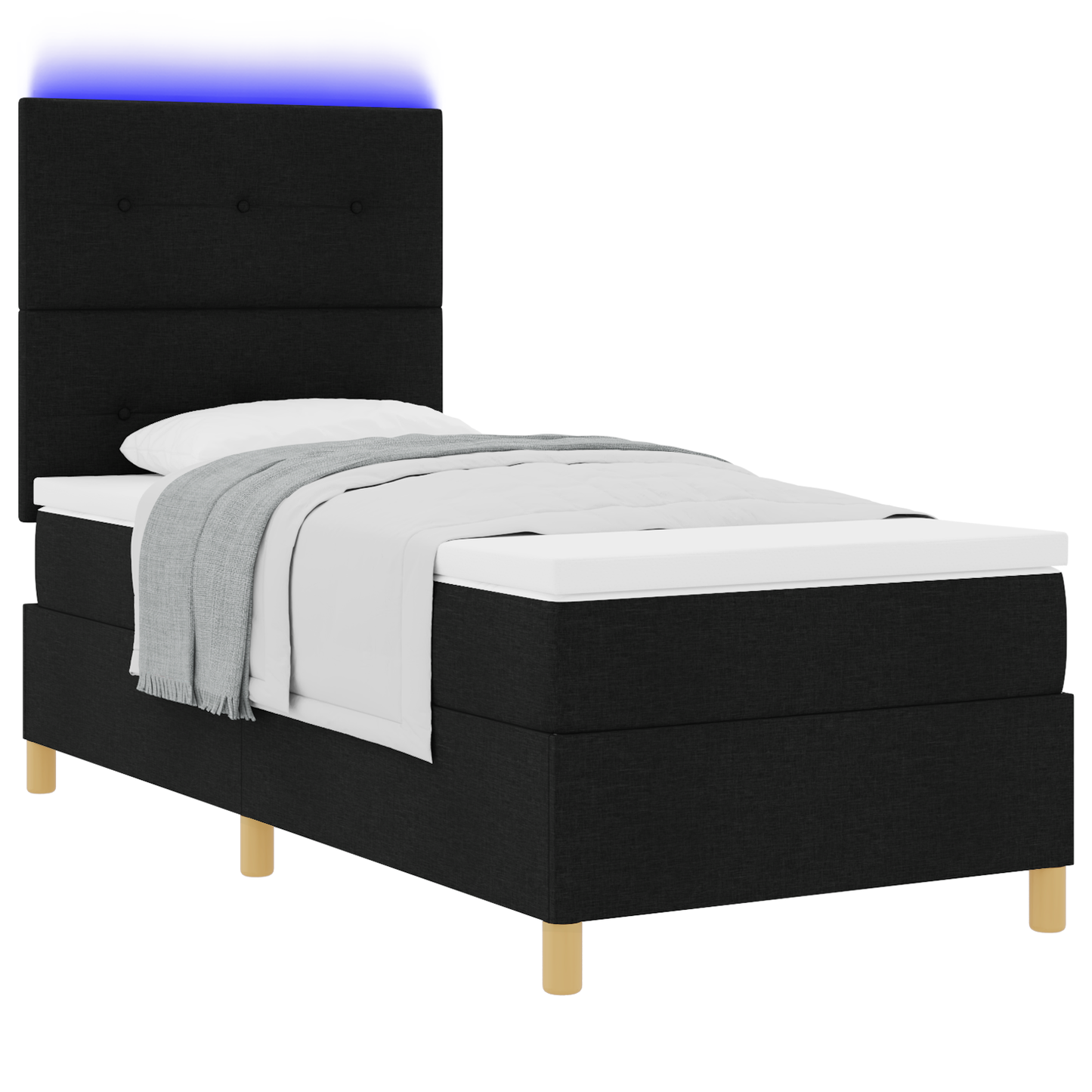 Boxspringbed met matras en LED stof zwart 90x190 cm