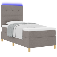 Boxspringbed met matras en LED stof taupe 90x200 cm