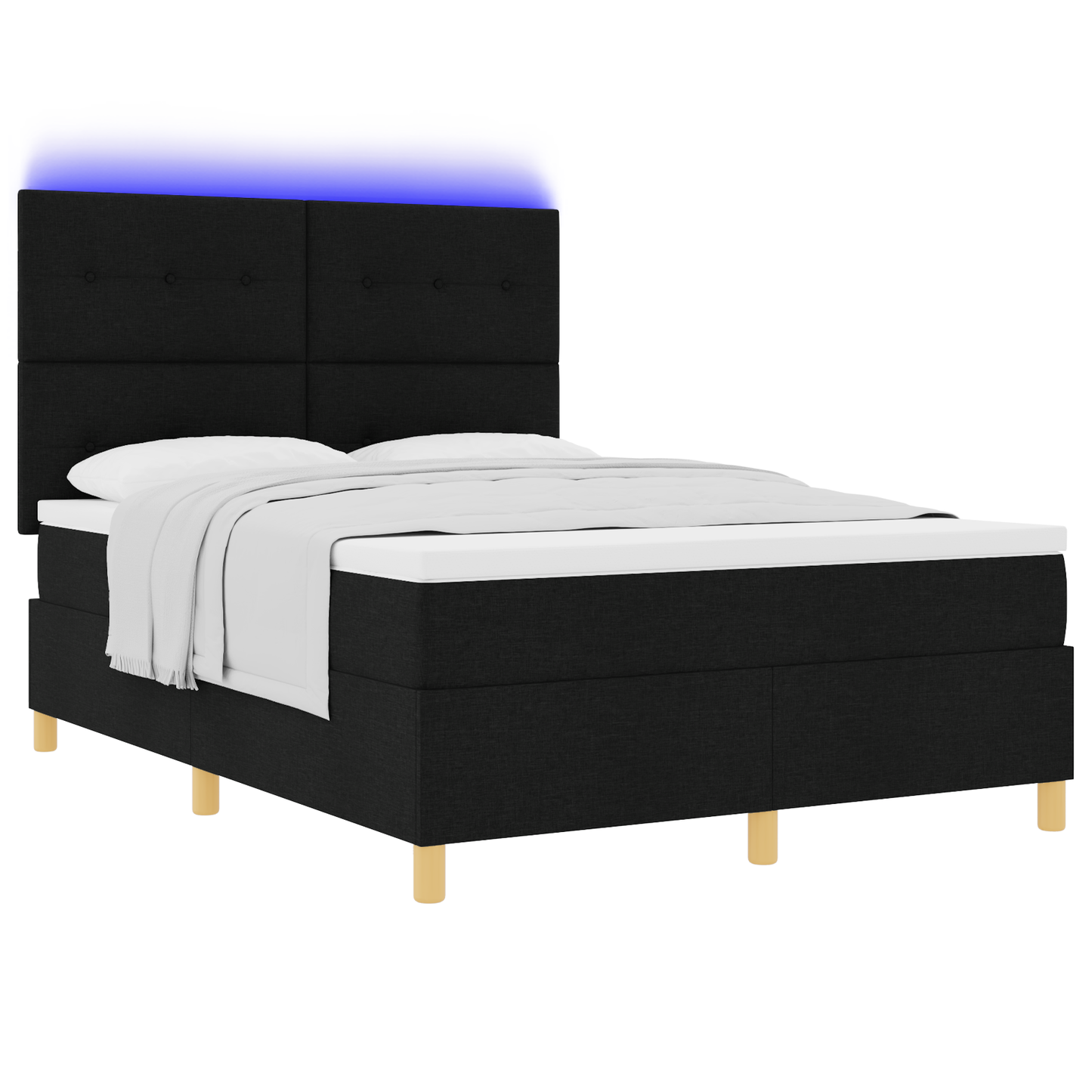 Boxspringbed met matras en LED stof zwart 140x200 cm