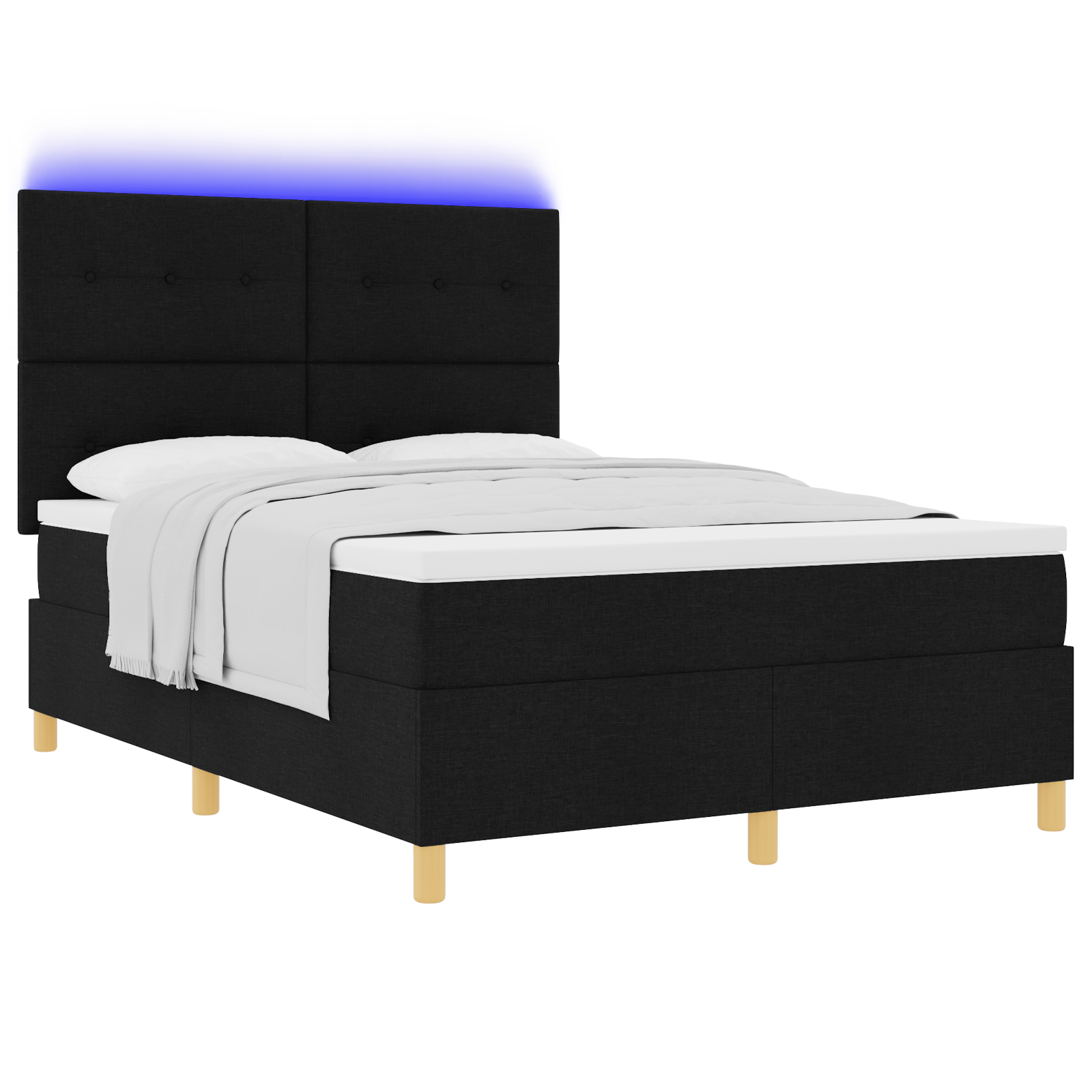 Boxspringbed met matras en LED stof zwart 140x200 cm