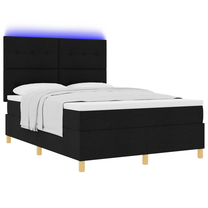 Boxspringbed met matras en LED stof zwart 140x200 cm