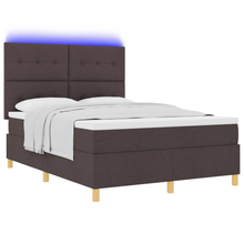 Boxspringbed met matras en LED stof donkerbruin 140x200 cm
