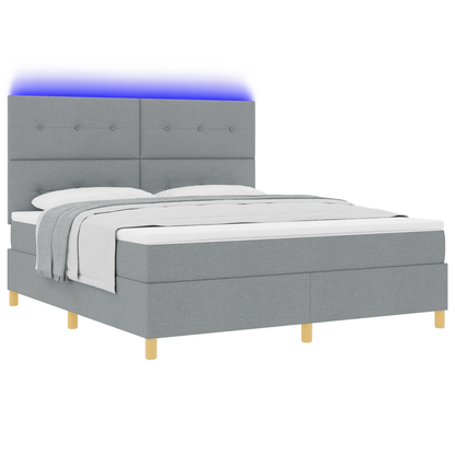 Boxspringbed met Matras & LED Licht Lichtgrijs 180x200 cm Stof