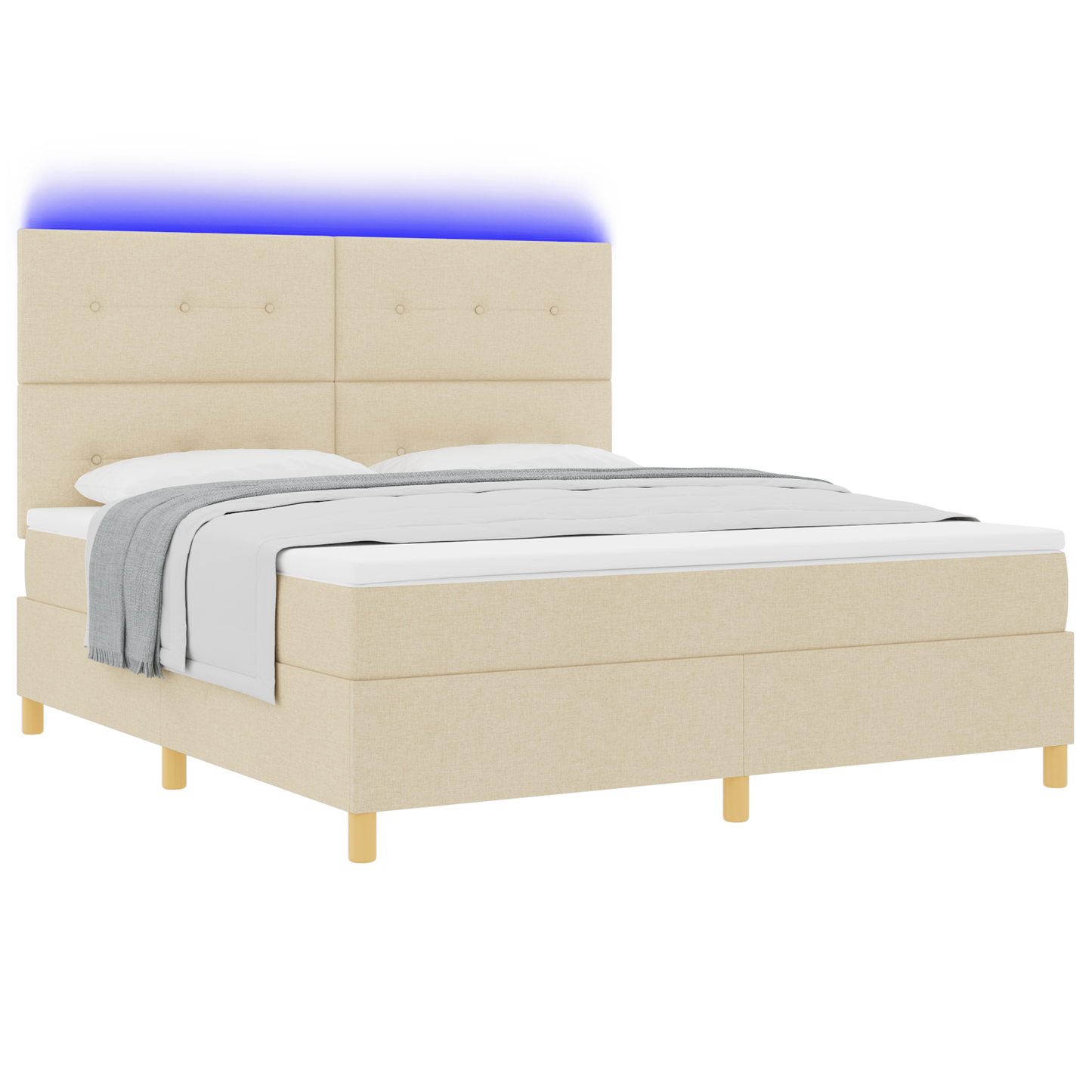 Boxspringbed met matras en LED stof crèmekleurig 180x200 cm