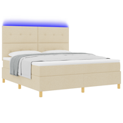 Boxspringbed 180x200 cm crème met LED matras