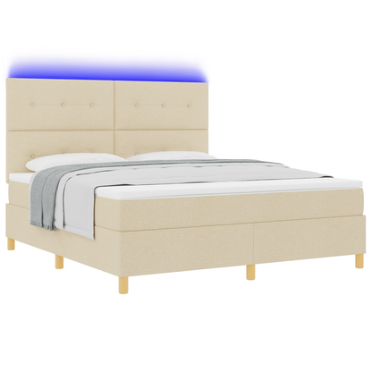 Boxspringbed met matras en LED stof crèmekleurig 180x200 cm