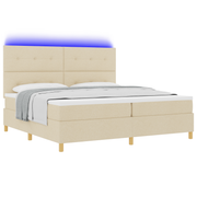 Boxspringbed 200x200 cm crème met matras en LED