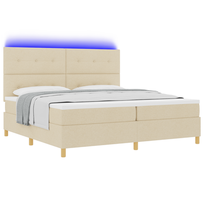 Boxspringbed met matras en LED stof crèmekleurig 200x200 cm
