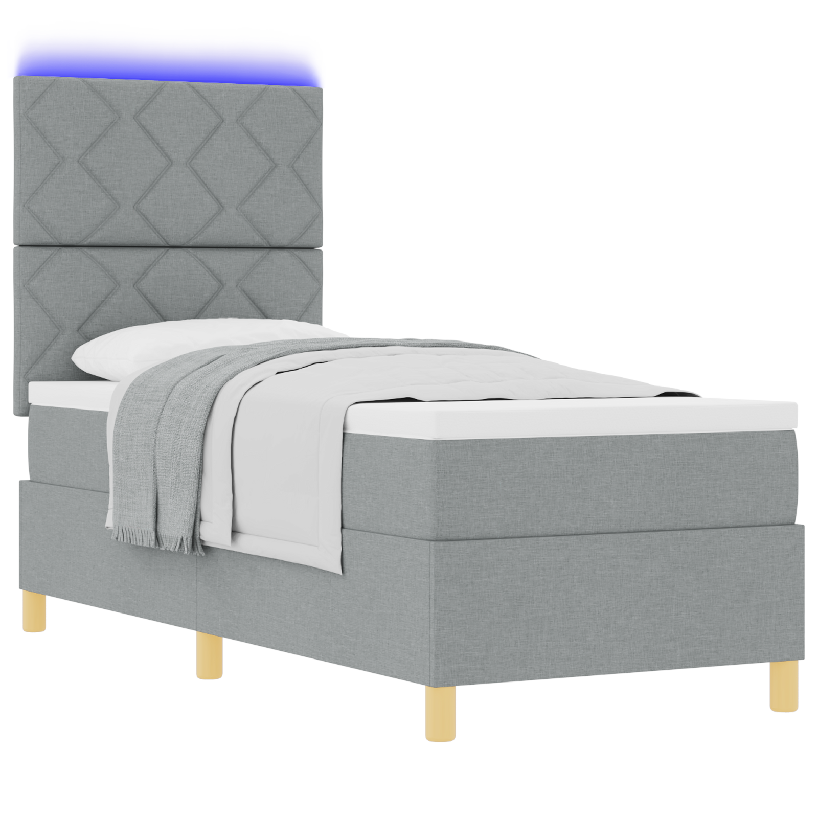 Boxspringbed met Matras & LED Lichtgrijs 80x200 cm Stof
