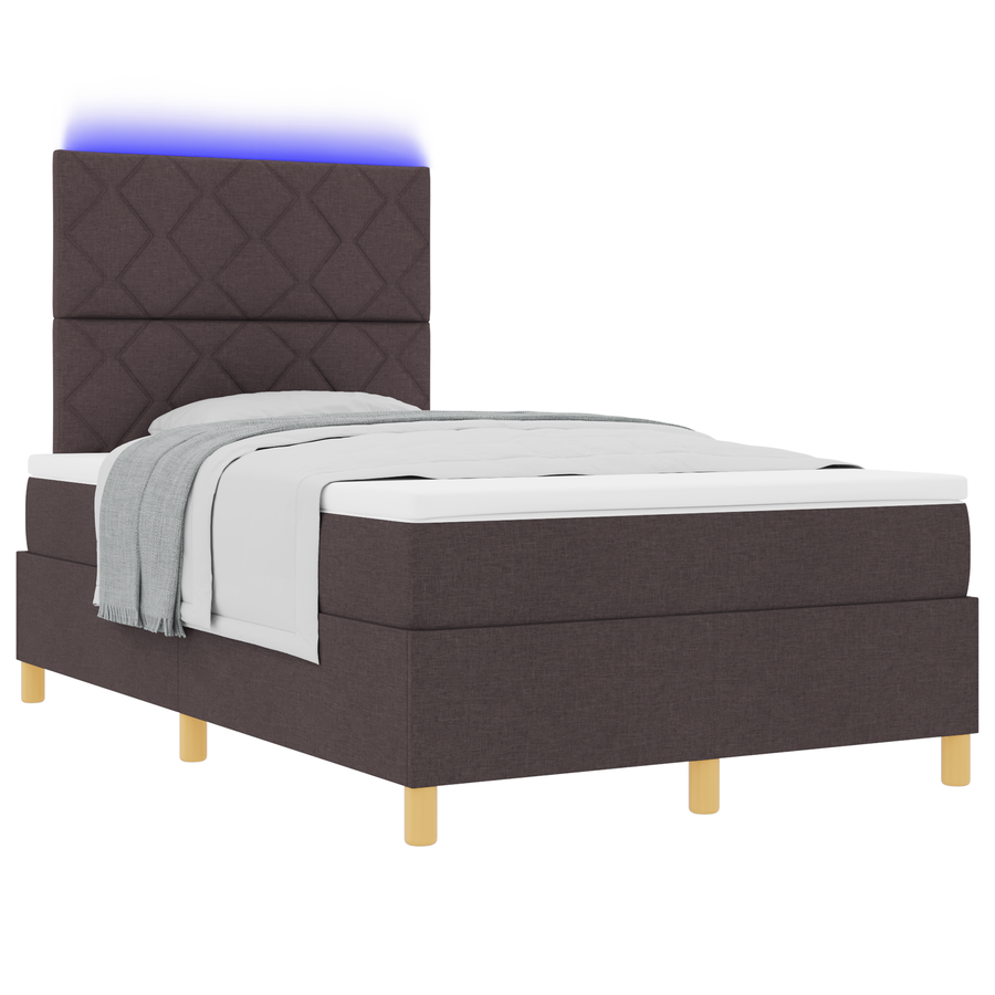 Boxspringbed met Matras & LED Donkerbruin 120x200 cm Stof