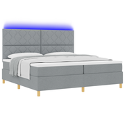 Boxspring bed 200x200 cm lichtgrijs met matras en led