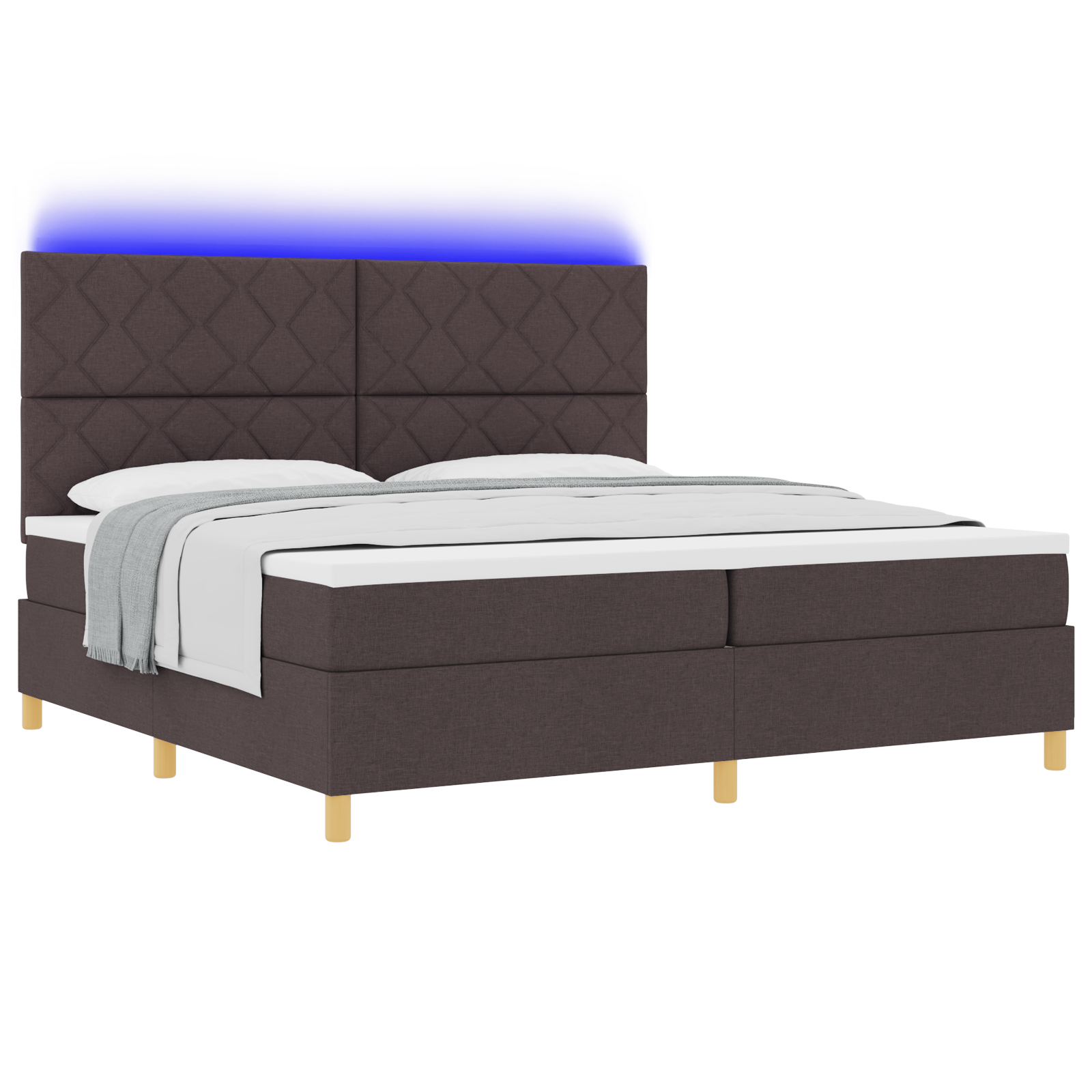 Boxspringbed met Matras & LED Donkerbruin 200x200 cm Stof