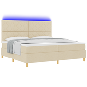Boxspringbed met matras crème 200x200 cm LED