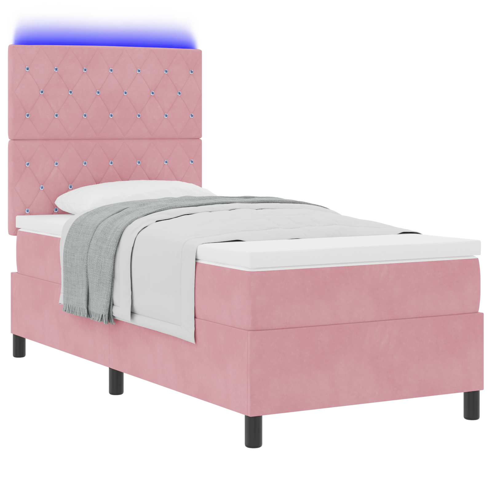 Boxspringbed met matras en LED fluweel roze 90x200 cm
