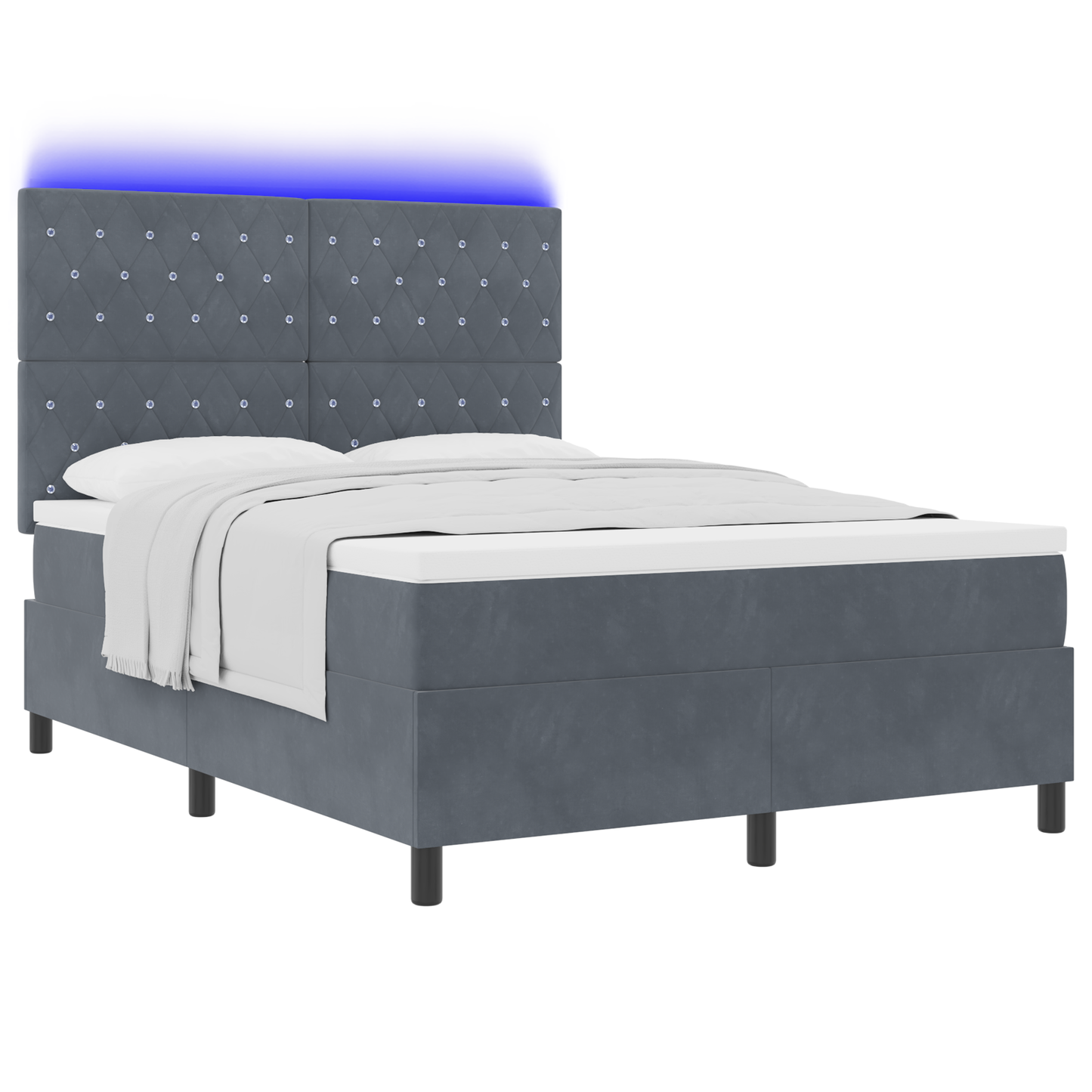 Boxspringbed met matras en LED fluweel donkergrijs 140x190 cm