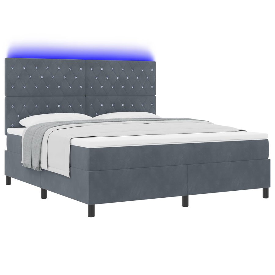 Boxspringbed met matras en LED fluweel donkergrijs 180x200 cm