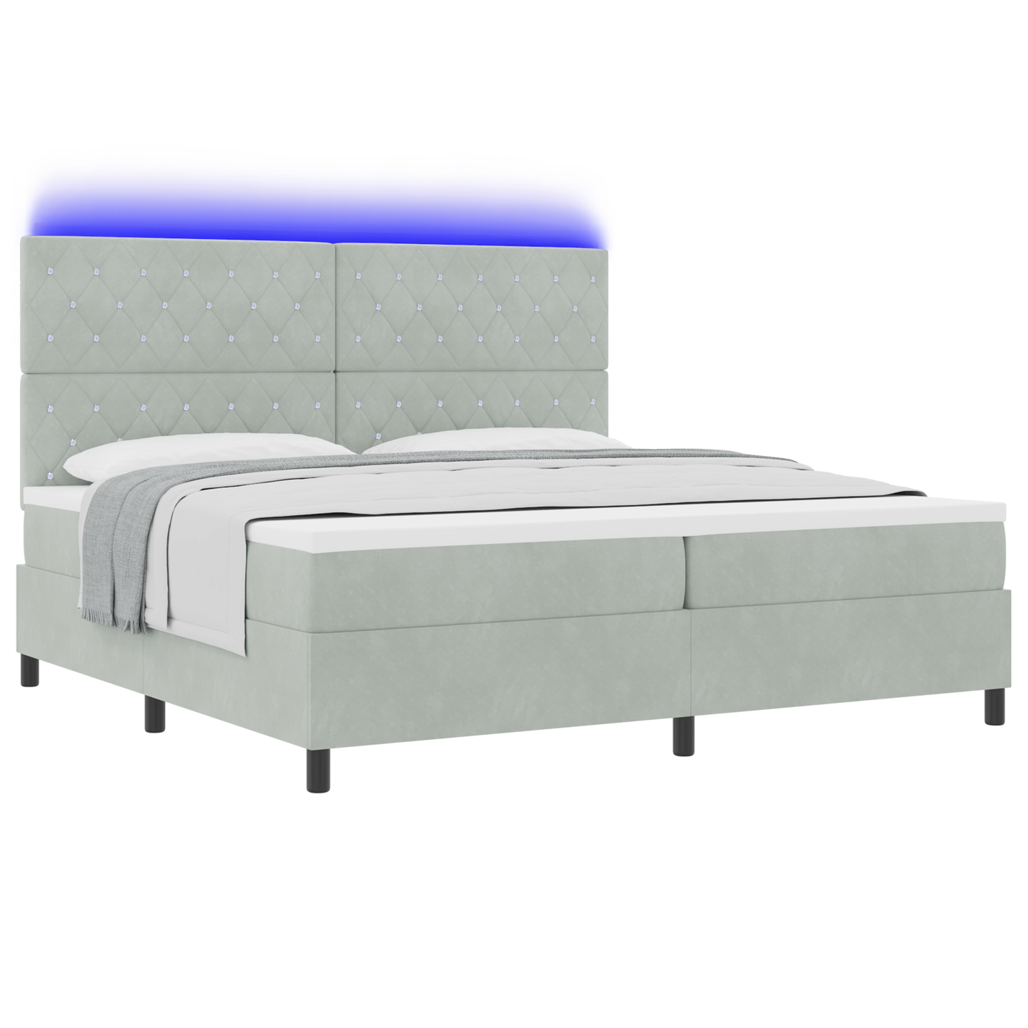 Boxspringbed met matras en LED fluweel lichtgrijs 200x200 cm