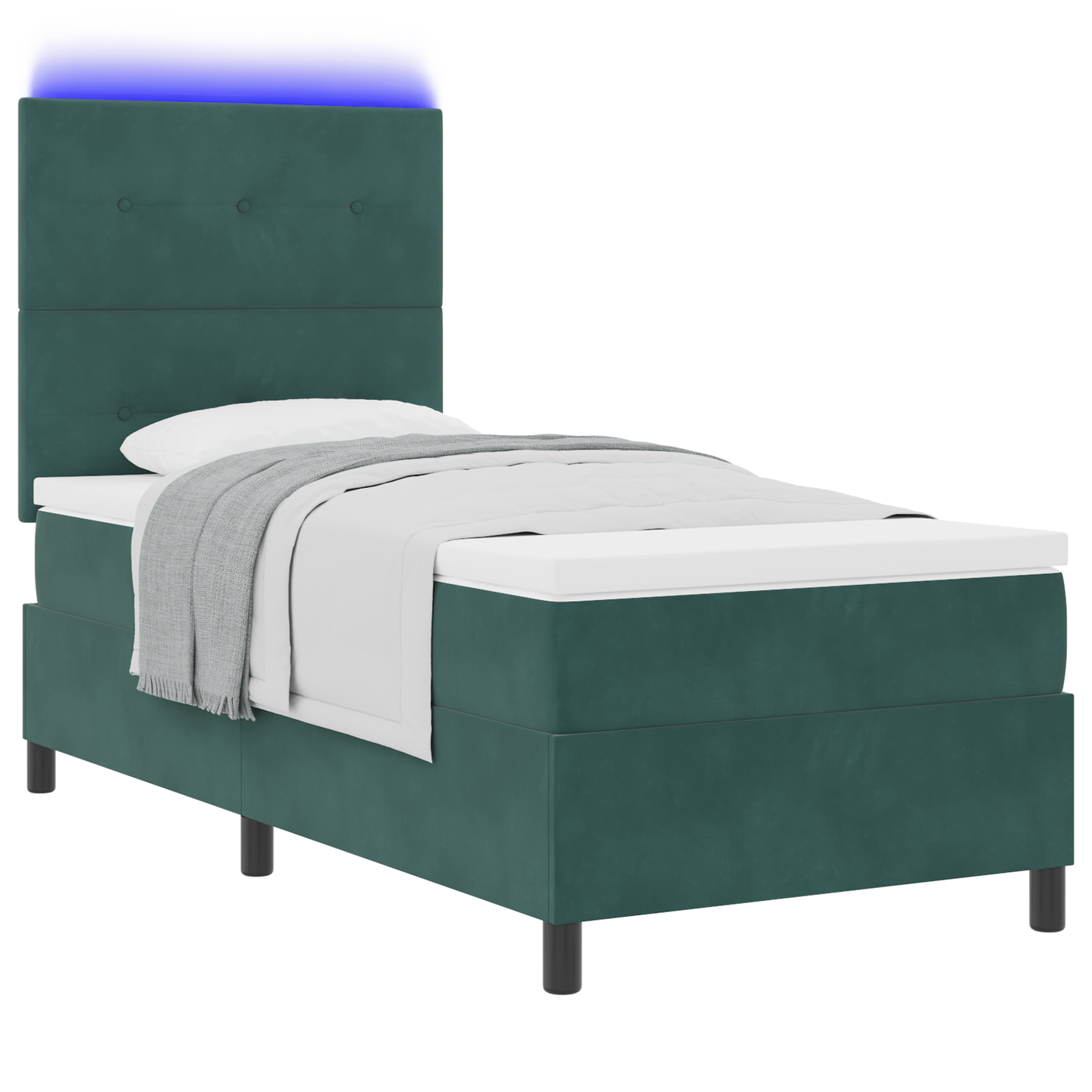 Boxspringbed met matras en LED fluweel donkergroen 80x200 cm