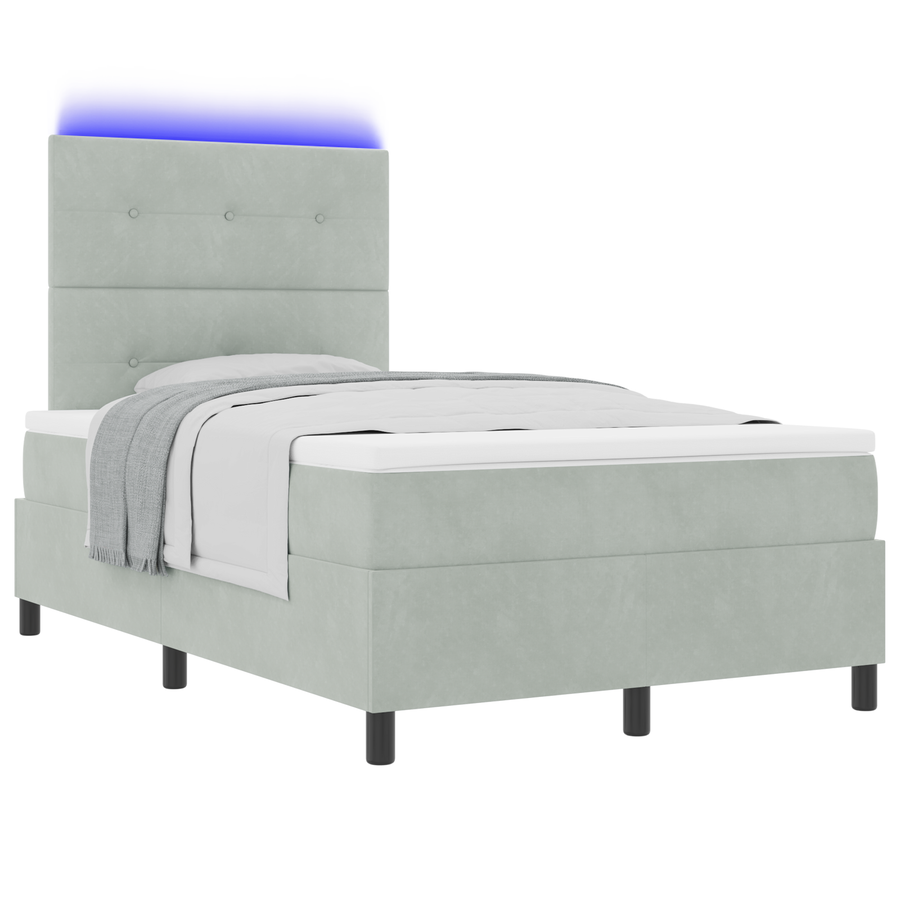 Boxspringbed met matras en LED fluweel lichtgrijs 120x200 cm