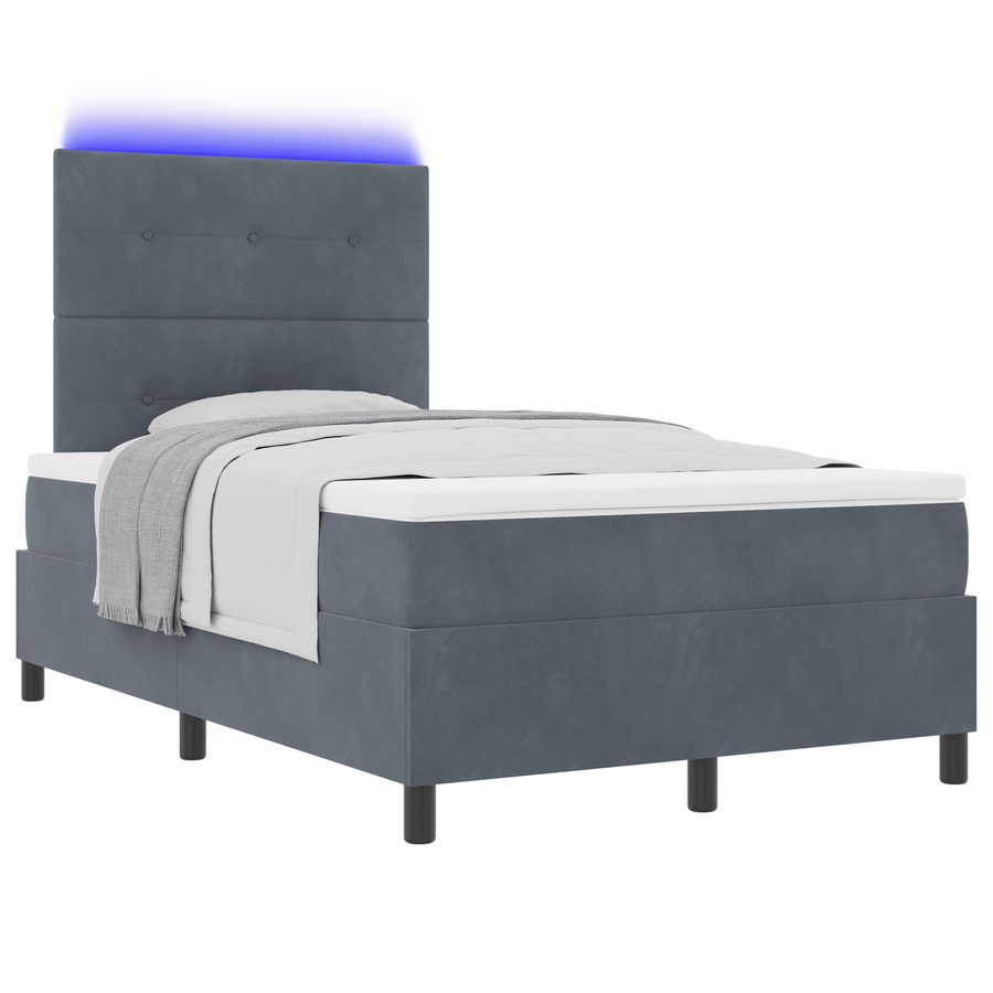 Boxspringbed met matras en LED fluweel donkergrijs 120x200 cm
