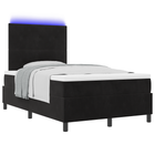 LED Box Spring Bed with Mattress Black 120 x 200 cm Fabric