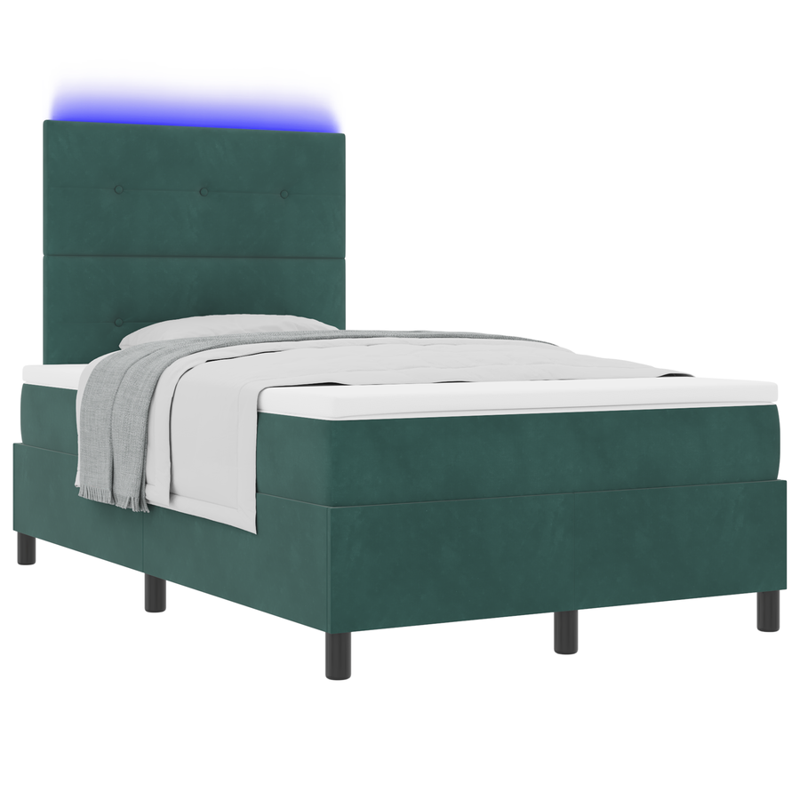 Boxspringbed met matras en LED fluweel donkergroen 120x200 cm