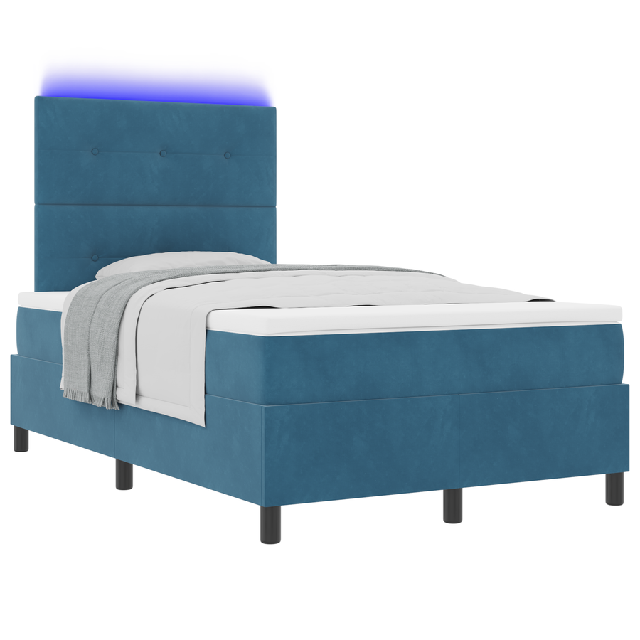 Boxspringbed met matras en LED fluweel donkerblauw 120x200 cm