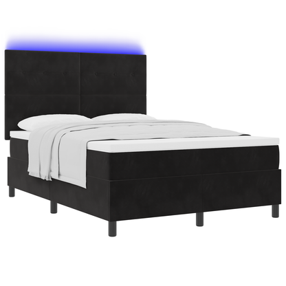Boxspringbed met matras en LED fluweel zwart 140x200 cm