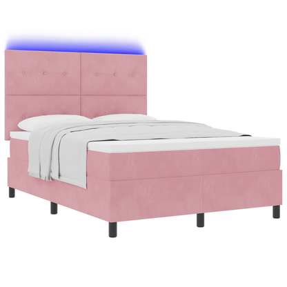 Boxspringbed met matras en LED fluweel roze 140x200 cm