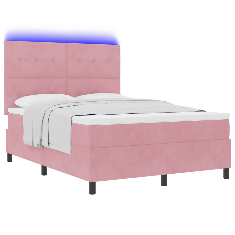 Boxspringbed met matras en LED fluweel roze 140x200 cm