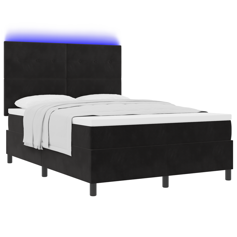 Boxspringbed met matras en LED fluweel zwart 160x200 cm