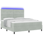 LED Box Spring Bed with Mattress Light Grey 180 x 200 cm Fabric