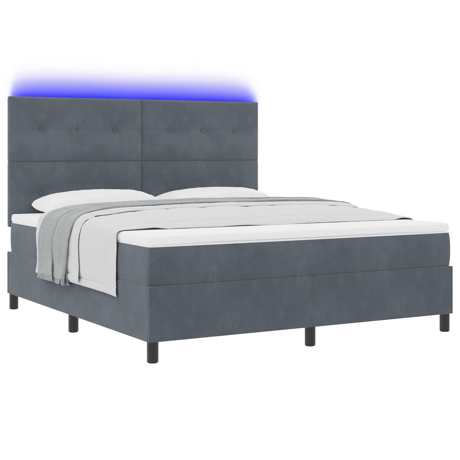 Boxspringbed met matras en LED fluweel donkergrijs 180x200 cm