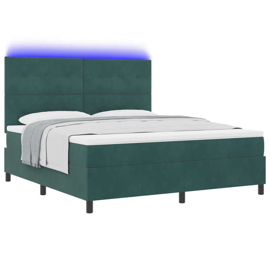 Boxspringbed met matras en LED fluweel donkergroen 180x200 cm