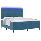 LED Box Spring Bed with Mattress Dark Blue 180 x 200 cm Fabric