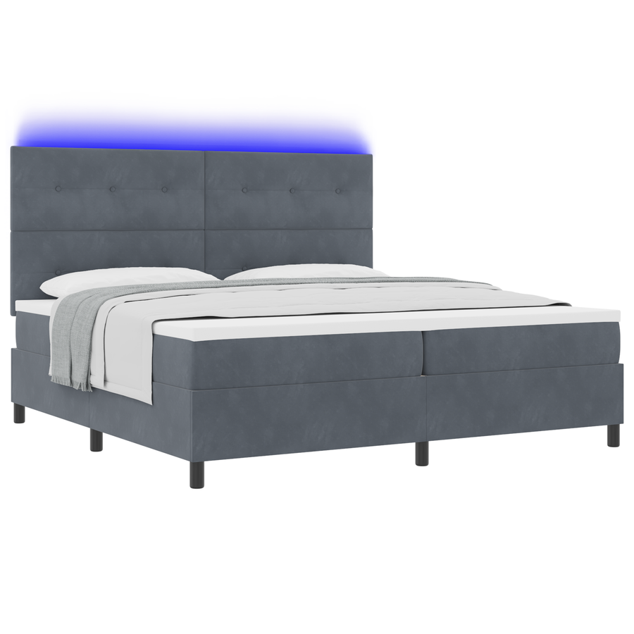 Boxspringbed met matras en LED fluweel donkergrijs 200x200 cm